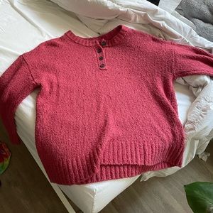 American Eagle Oversized Button Wide Neck Sweater